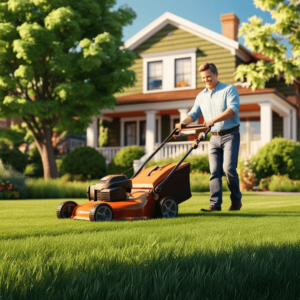 Mowing lawn